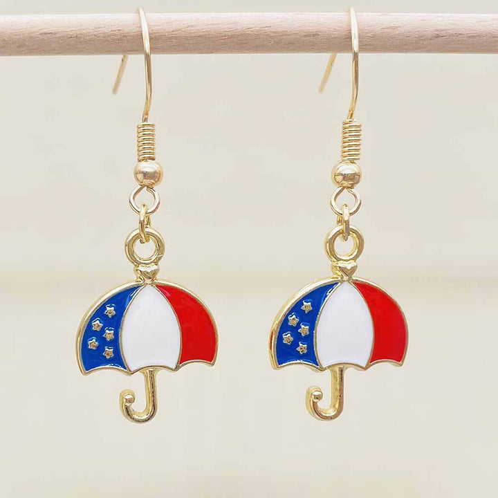 Women's Independence Day patriotic enamel flag dangle earrings with hypoallergenic fishhook wires Kalsten