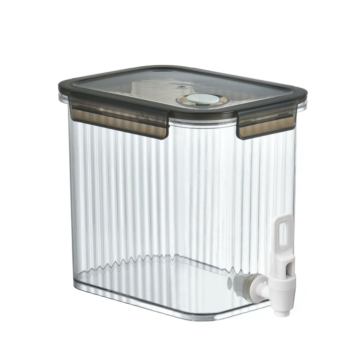 Transparent drink dispenser with spout and airtight snap lid