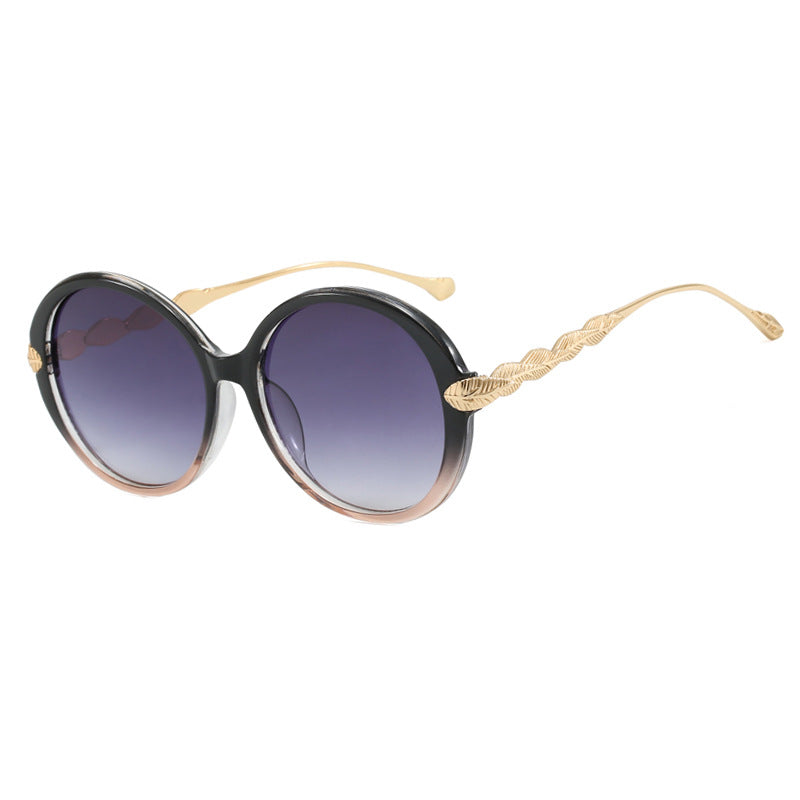 Ladies large round sunglasses with decorative metal accents Kalsten