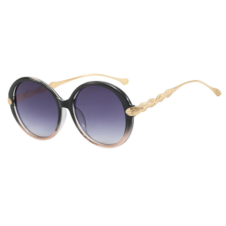 Ladies large round sunglasses with decorative metal accents Kalsten