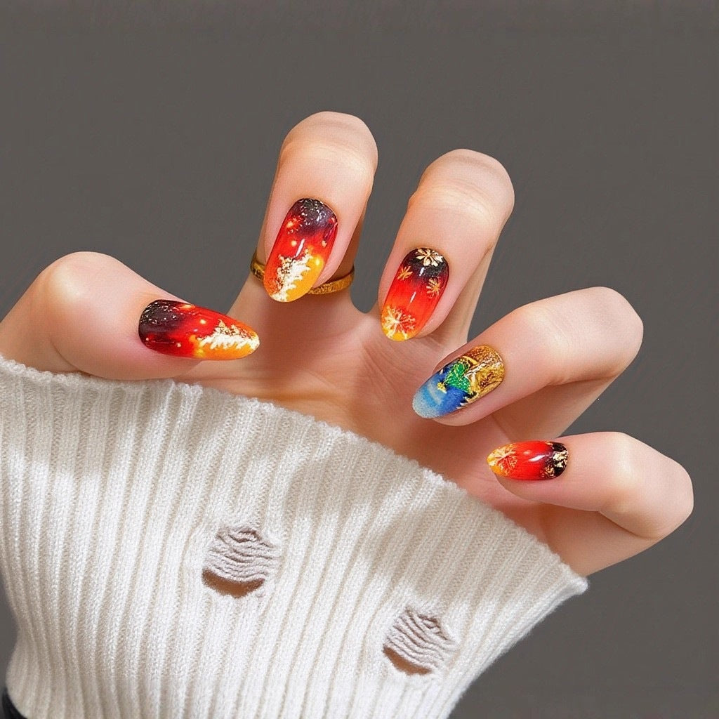 Festive artificial nails in Christmas design Kalsten