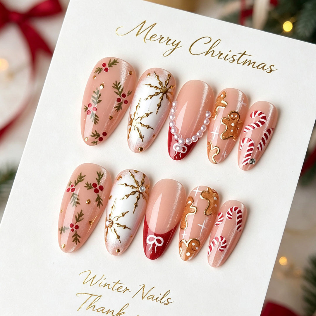 Decorative Floral Press-On Nail Set