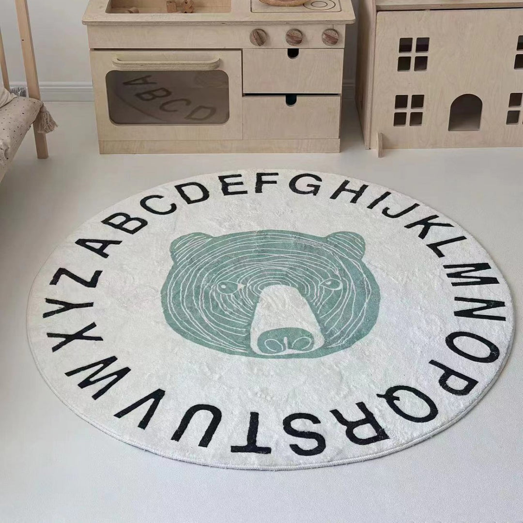 Round Educational Alphabet Play Rug with Sheep Illustration