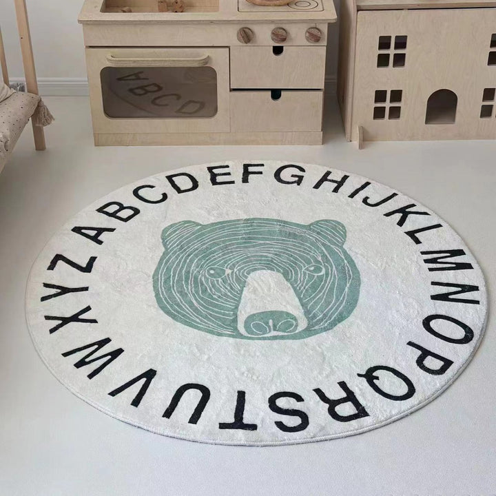 Round Educational Alphabet Play Rug with Sheep Illustration