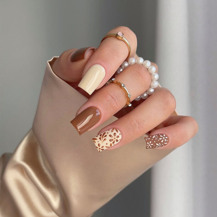 Glamorous Press-On Nail Art Set with Stylish Gemstone Accents Kalsten
