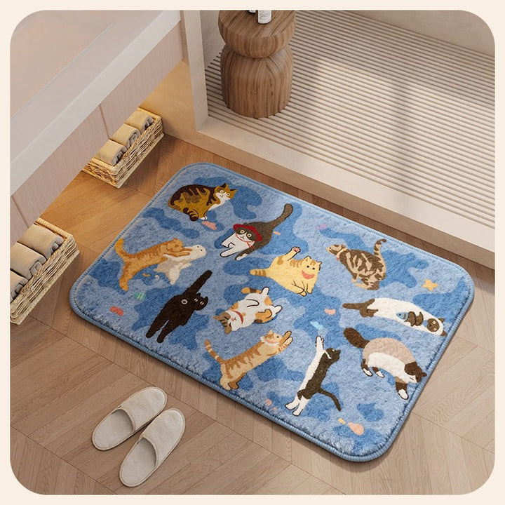 Playful Cat-Themed Soft Bath Mat