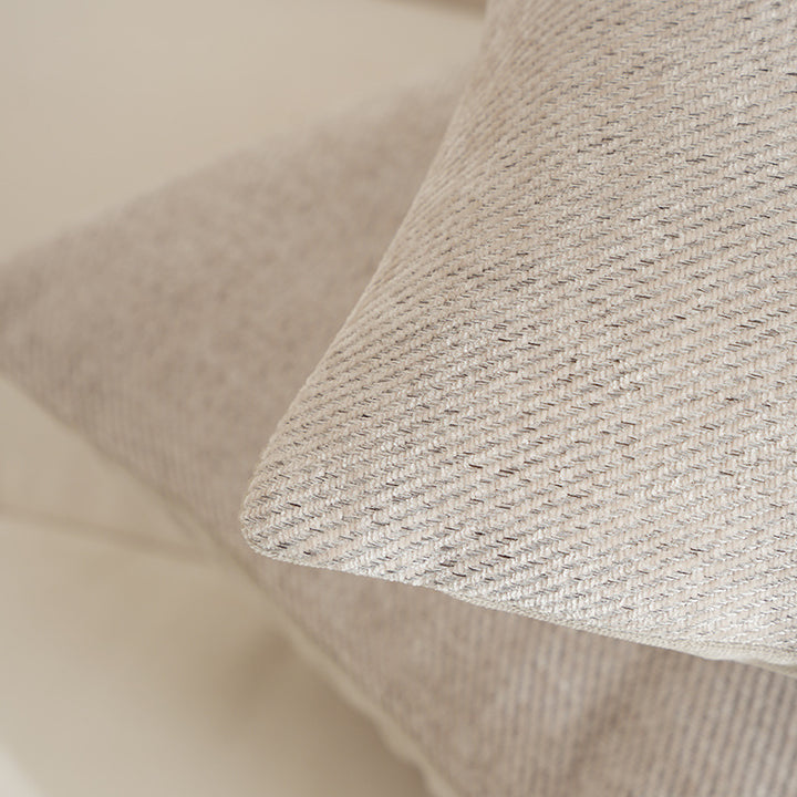 Square decorative cushion made of textured cotton blend with concealed zipper