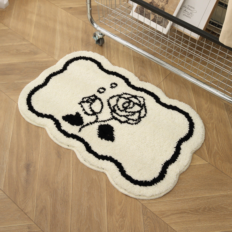 Floral-Designed Plush Bath Mat