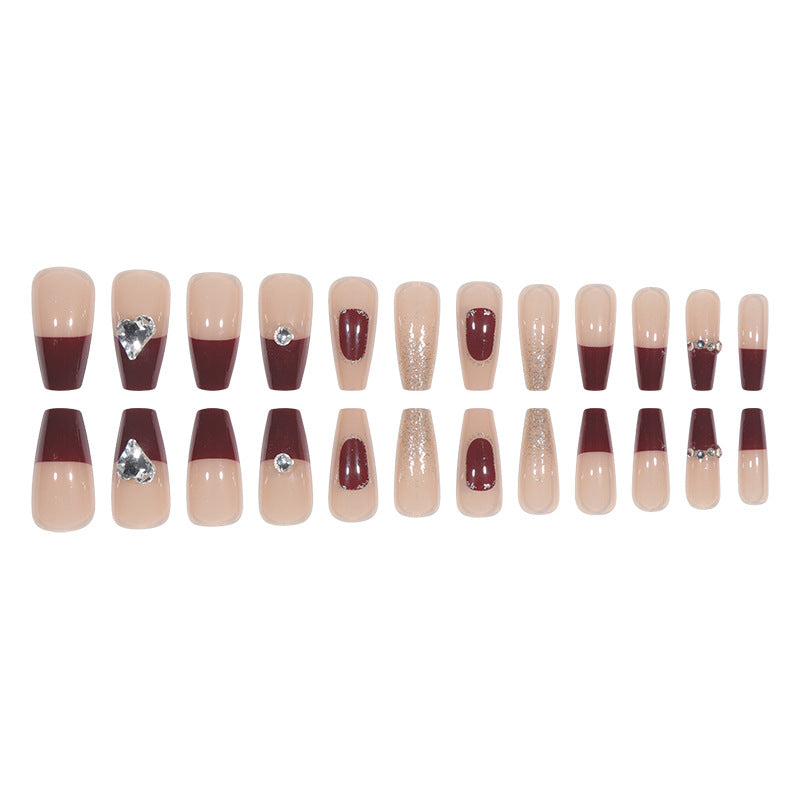 Decorative Press-On Acrylic Nails with Glitter and Gem Accents Kalsten