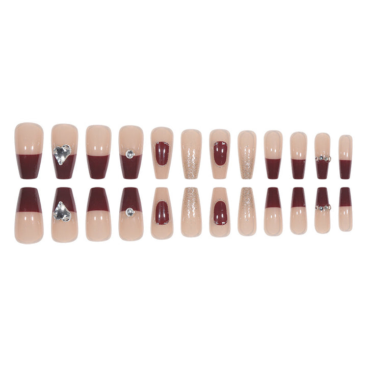 Decorative Press-On Acrylic Nails with Glitter and Gem Accents Kalsten