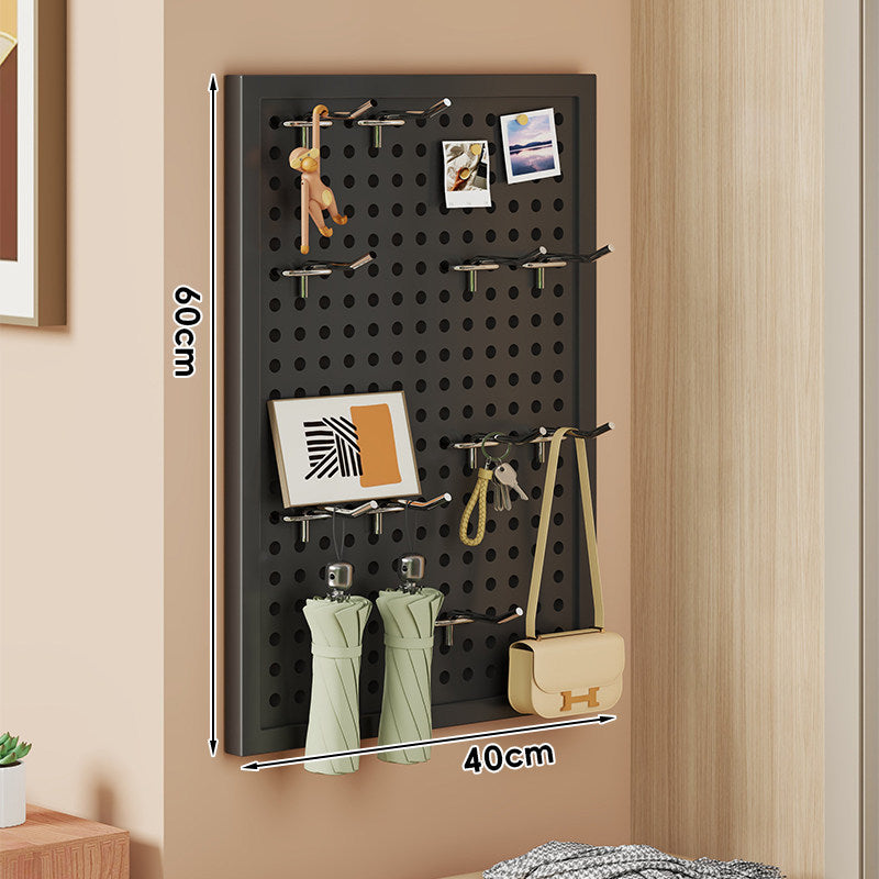 Wall-Mounted Perforated Pegboard Organizer Panel with Modular Hooks