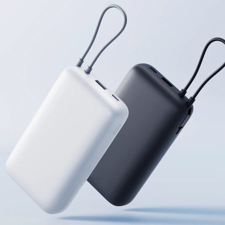 Compact portable High-capacity power bank with integrated charging cables and matte soft-touch finish Kalsten