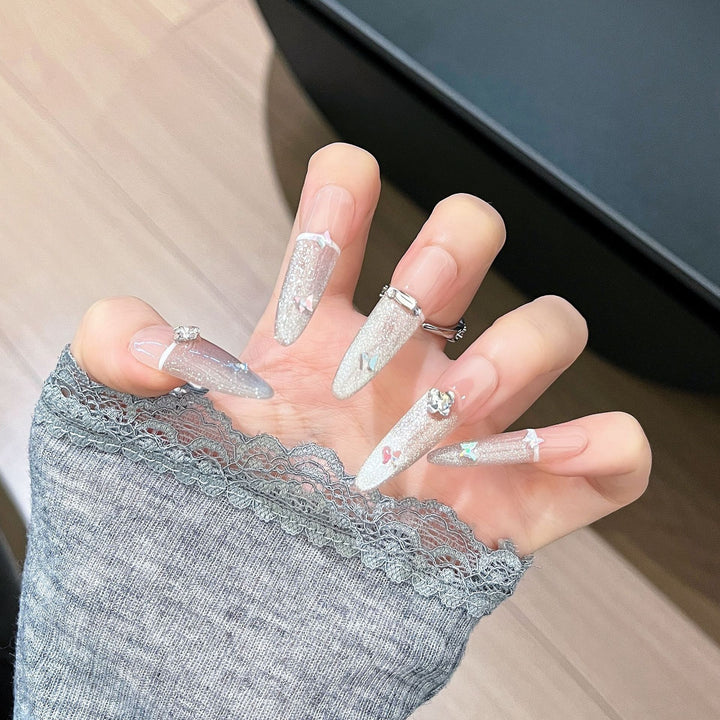 Decorative Press-On Nails with Gem Accents Kalsten