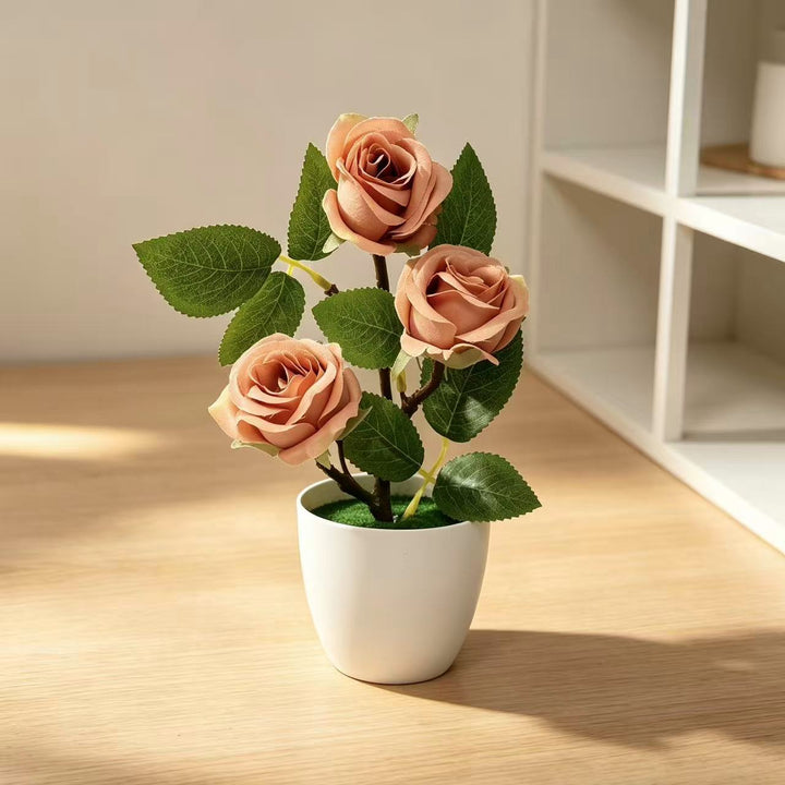 Realistic Faux Rose Plant Arrangement