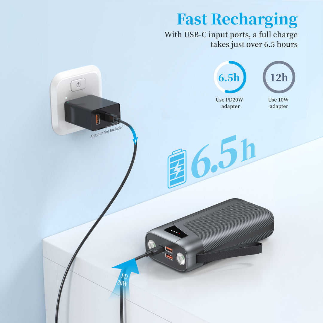 Portable power bank with integrated flashlight and fast charging function Kalsten