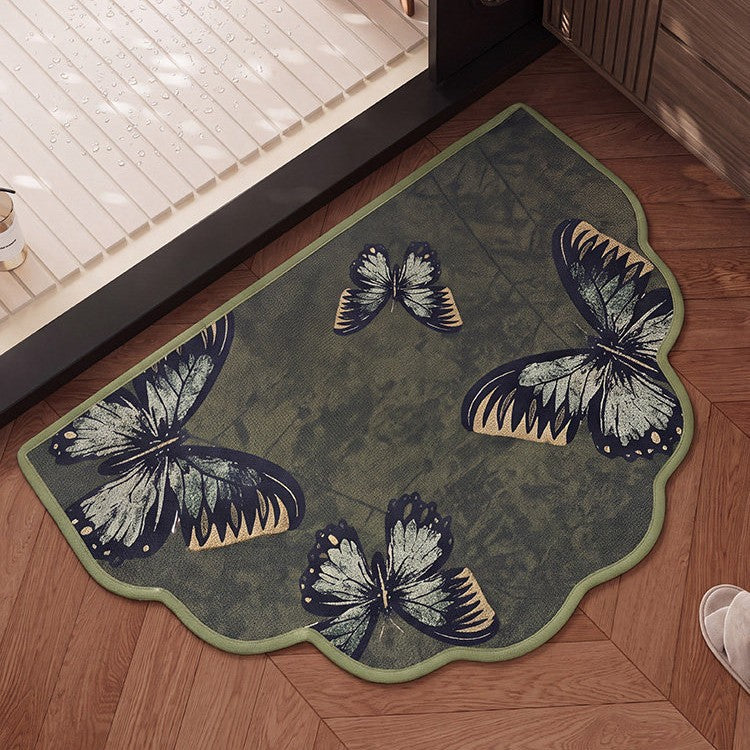 Floral Embroidered Bathroom Mat for Home