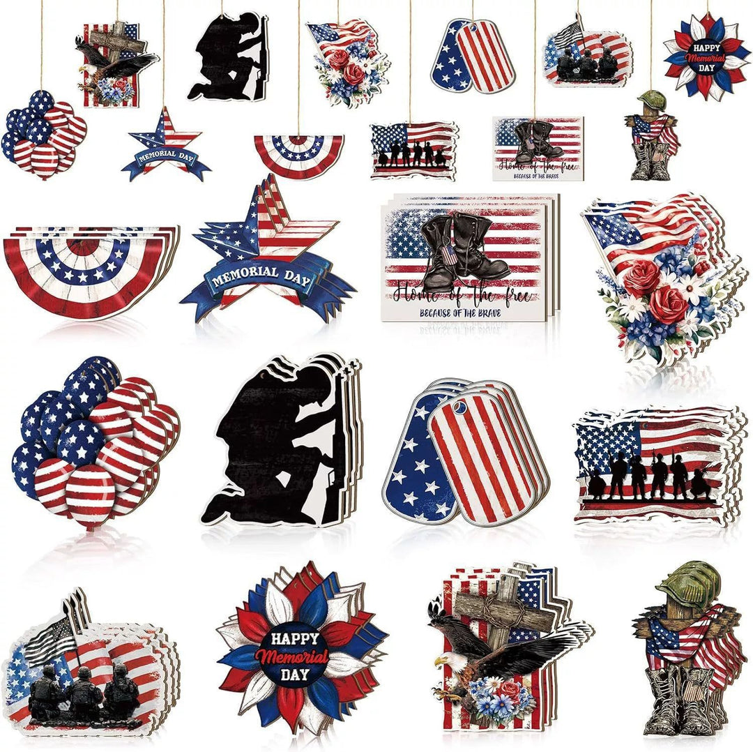 Unisex nan patriotic wooden hanging ornaments assorted Fourth of July USA cutout decorations Kalsten