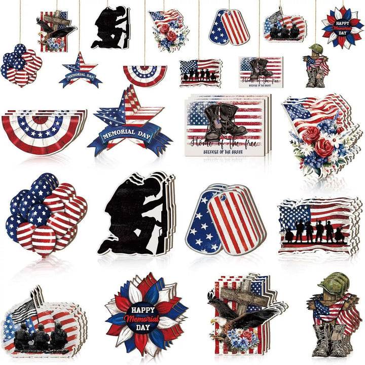 Unisex nan patriotic wooden hanging ornaments assorted Fourth of July USA cutout decorations Kalsten