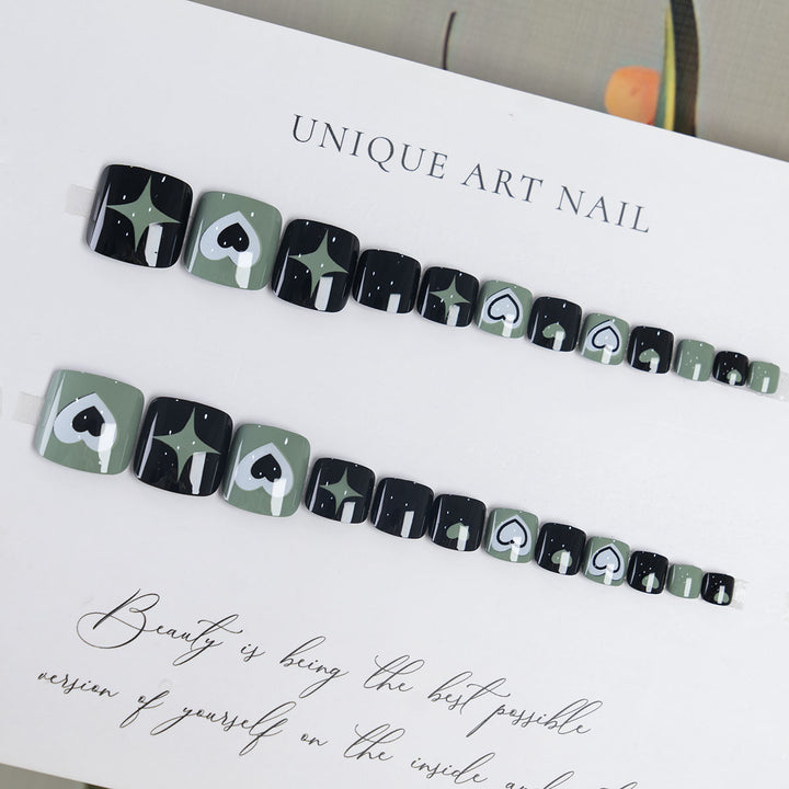 Stylish Heart-Patterned Pedicure Nail Art