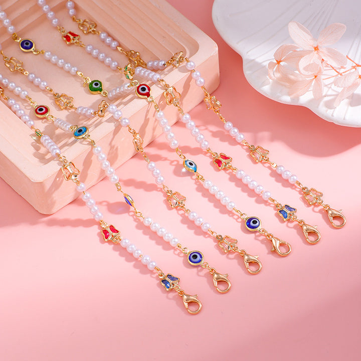 Pearl and Colorful Evil Eye Bracelet Kalsten