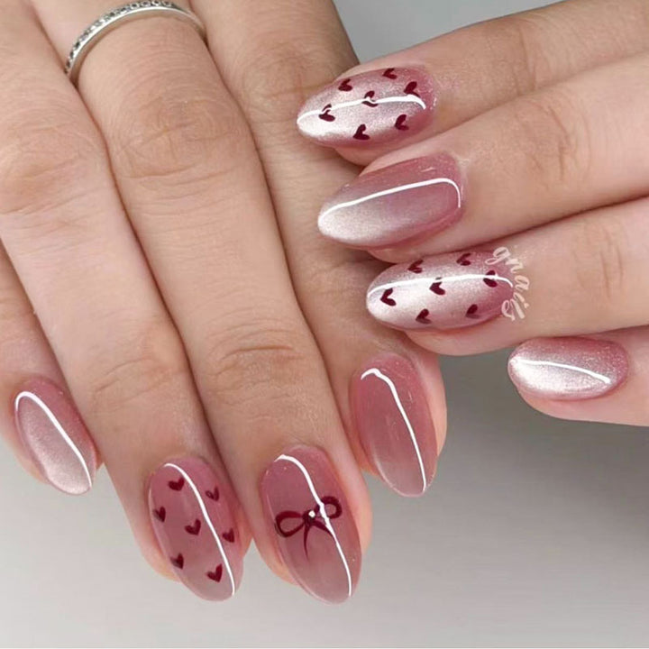 Romantic Heart-Design Press-On Nail Set