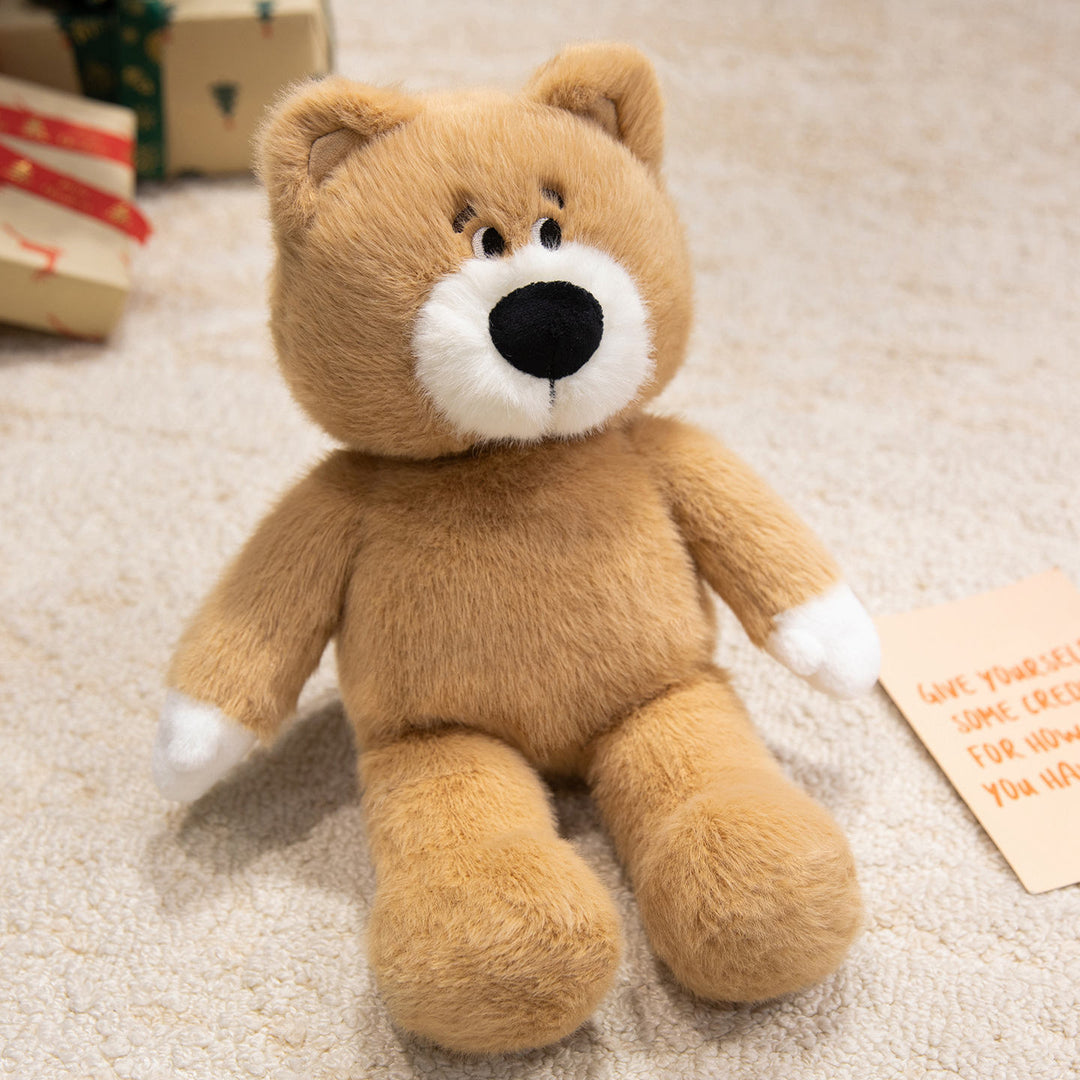 Classic Retro-Style Plush Bear Comforter with Round Snout & Contrasting Paw Tips Kalsten