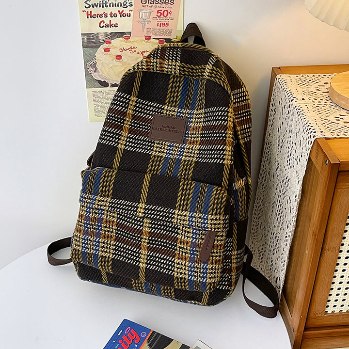 Stylish Plaid Backpack Kalsten