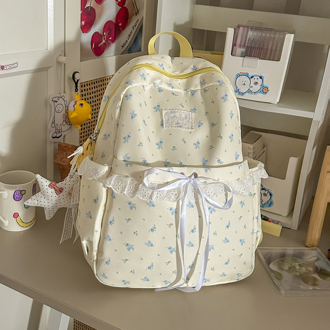 Whimsical Floral Embellished School Backpack Kalsten