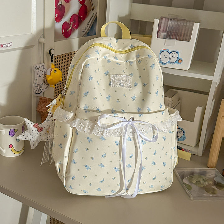 Whimsical Floral Embellished School Backpack Kalsten