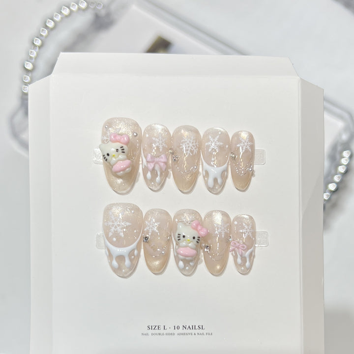 Glittery Press-On Nail Art Set with Snowflake Design Kalsten
