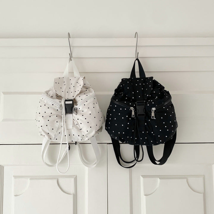Compact Polka Dot Drawstring Backpack