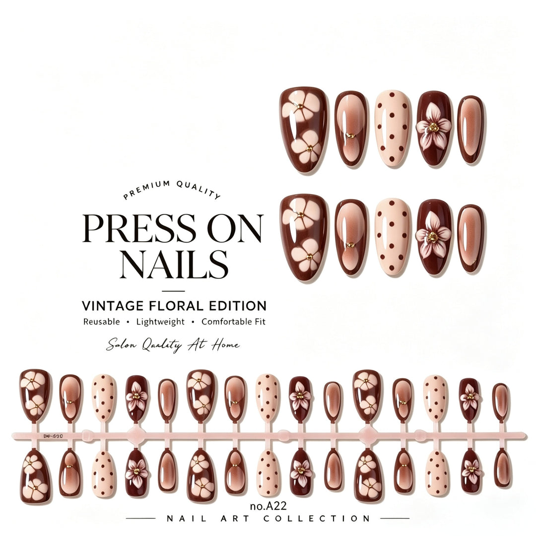 Vintage Floral Press-On Nail Set