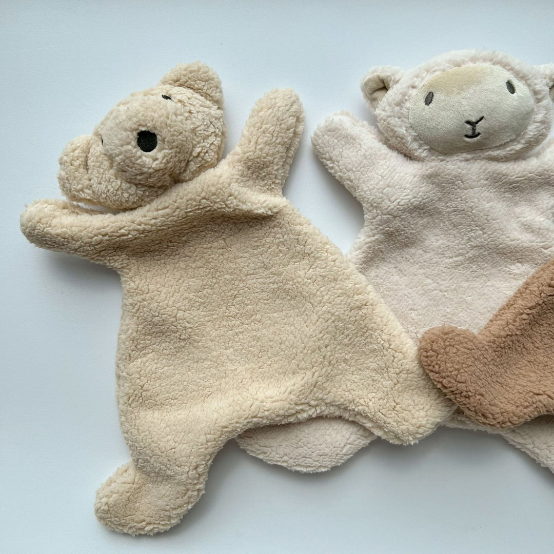 Handcrafted Linen Elephant Plush Doll with Striped Ruffle Collar and Soft Romper