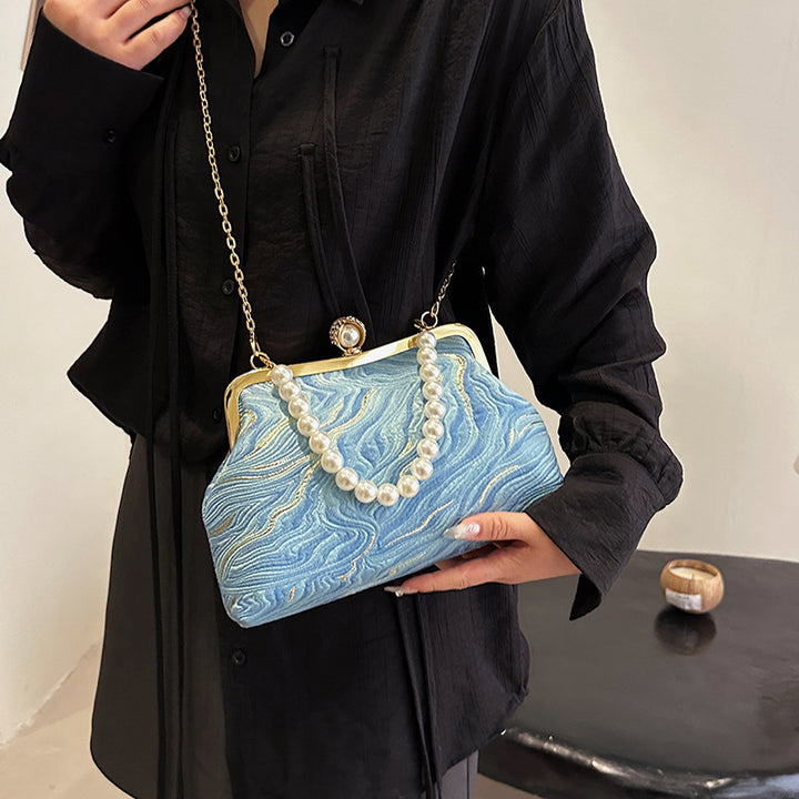 Elegant Pearl-Embellished Evening Handbag