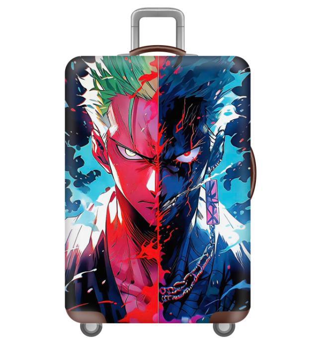 Unisex nan elastic motif suitcase cover made of stretchable polyester with handle and wheel openings Kalsten
