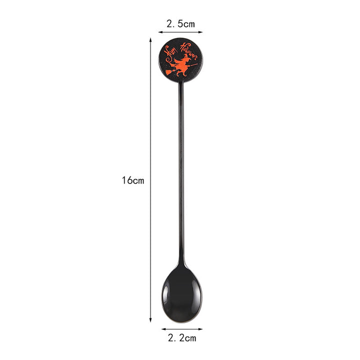 Long Bar Spoon Cocktail Stirring Spoon made of Stainless Steel with Halloween Ghost Design
