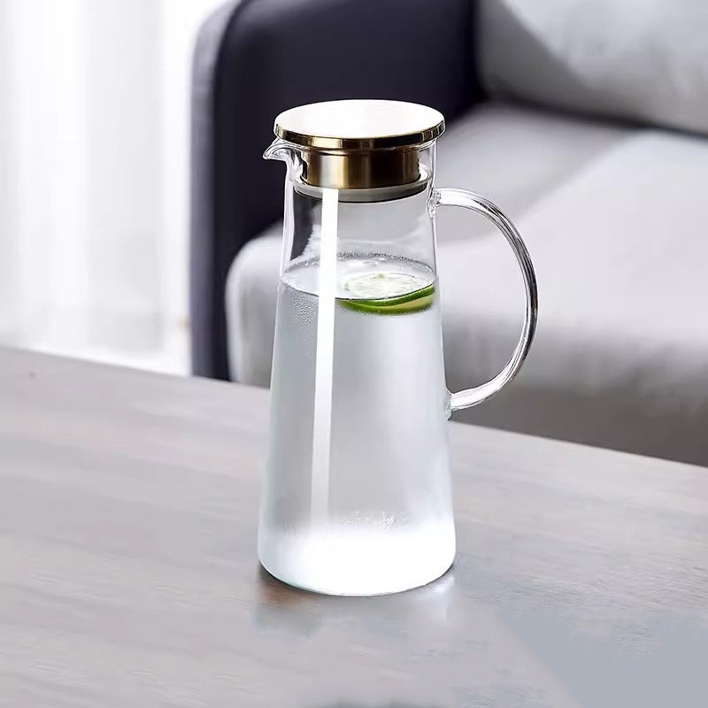 Ladies elegant glass jug with heat insulating lid Kalsten
