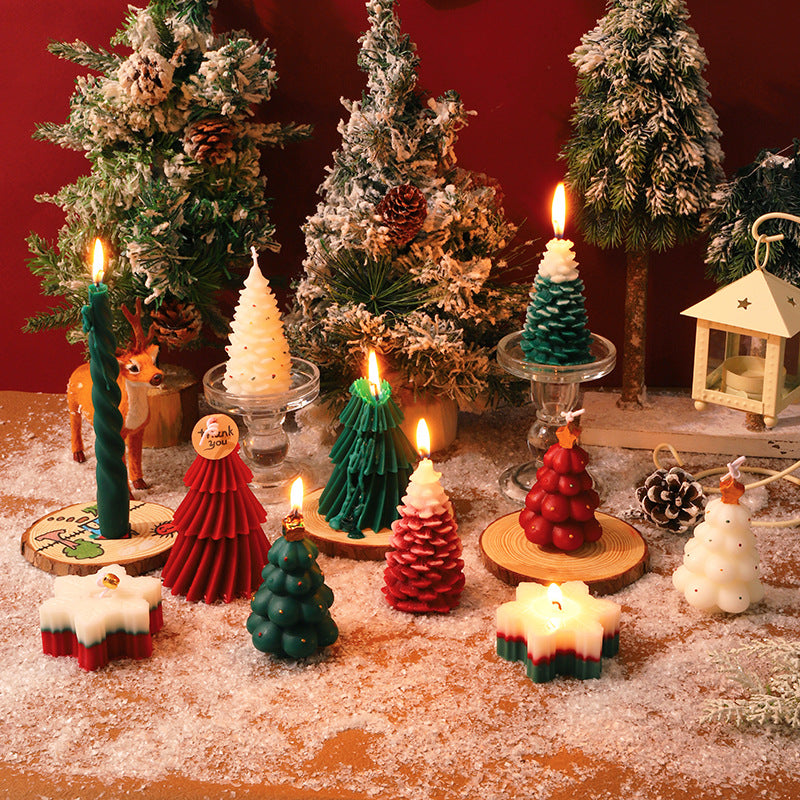Layered Bubble Christmas Tree Sculptural Candle with Star Topper