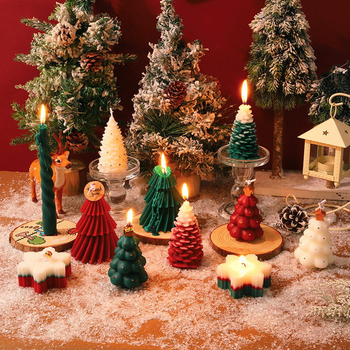Layered Bubble Christmas Tree Sculptural Candle with Star Topper