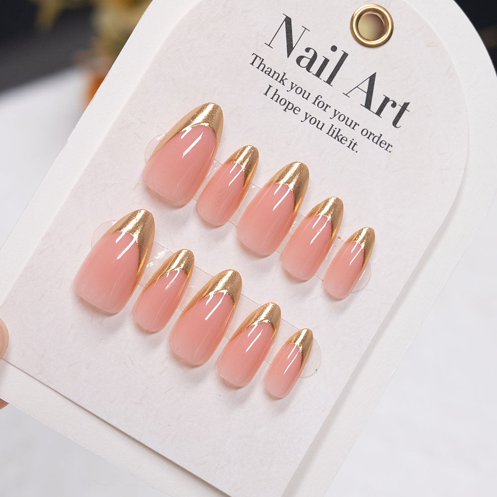 Elegant Gold-Tipped Stiletto Press-On Nails