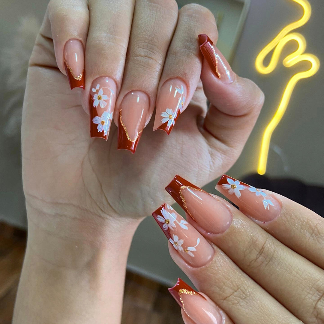 Artificial Nail Set with Floral Accents Kalsten