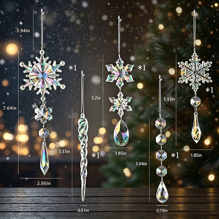 Crystal Snowflake Ornaments Set