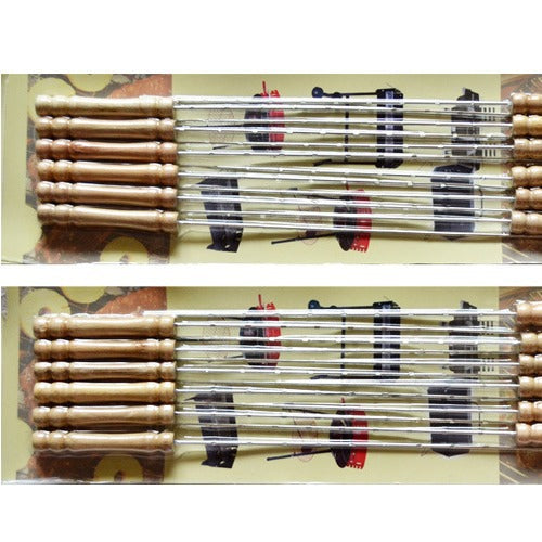 Stainless Steel BBQ Skewer Set with Dual Prong Blades and Ergonomic Wooden Handles Kalsten