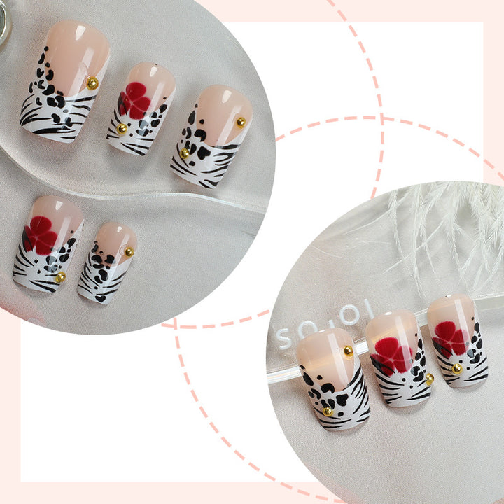 Creative Art Press-On Nail Set with Floral and Zebra Designs kalsten