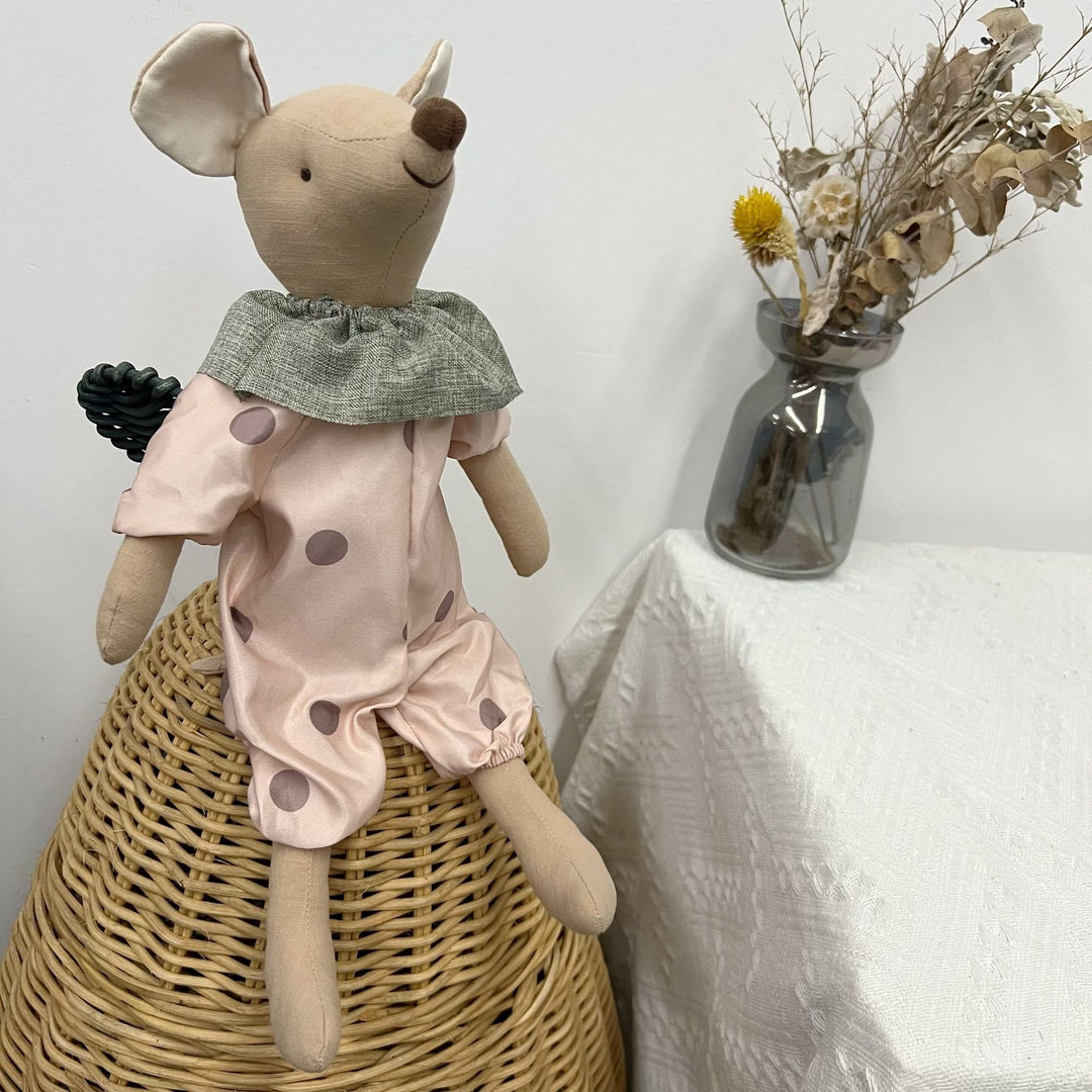 Handmade Organic Cotton Bunny Plush Dolls with Removable Outfits