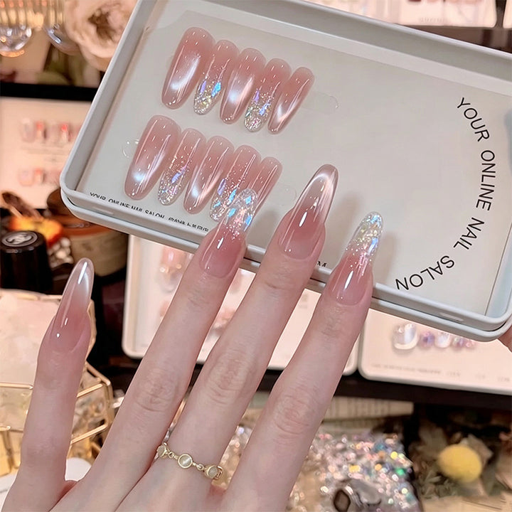 Artificial nail set with sparkling glitter accents Kalsten