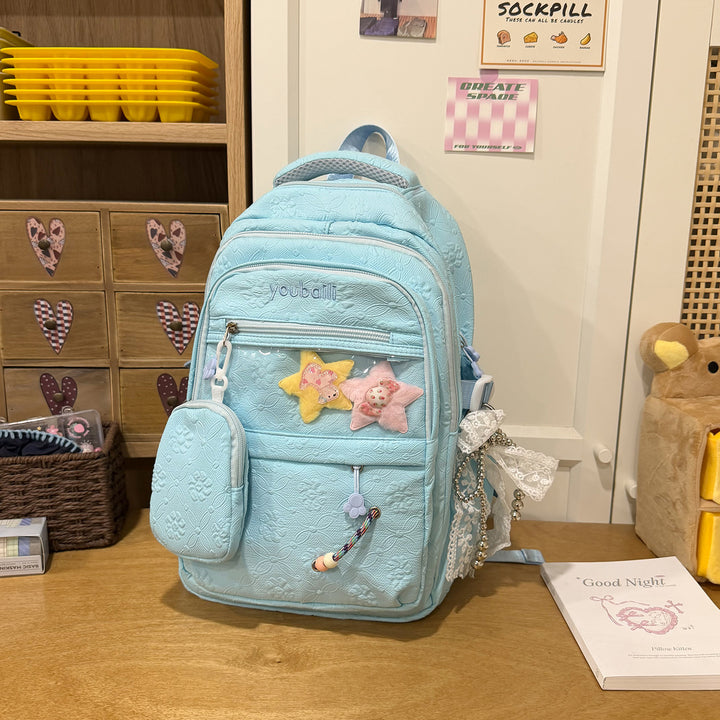 Decorative Floral-Embossed Backpack Kalsten