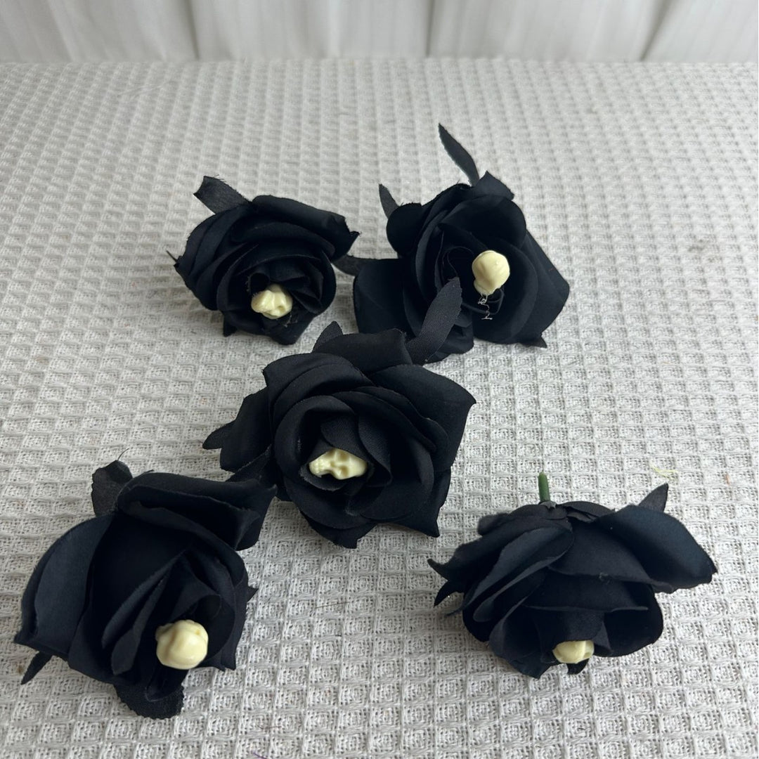 Set of delicate fabric rose hair clips for bridal and festive hairstyles