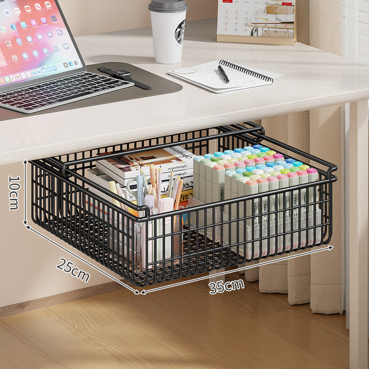 Under-Desk Sliding Mesh Storage Drawer Organizer Clamp-On