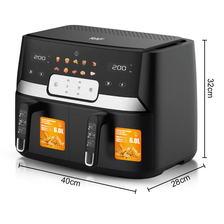 Dual Basket Air Fryer with 360° Air Circulation and LED Display Kalsten